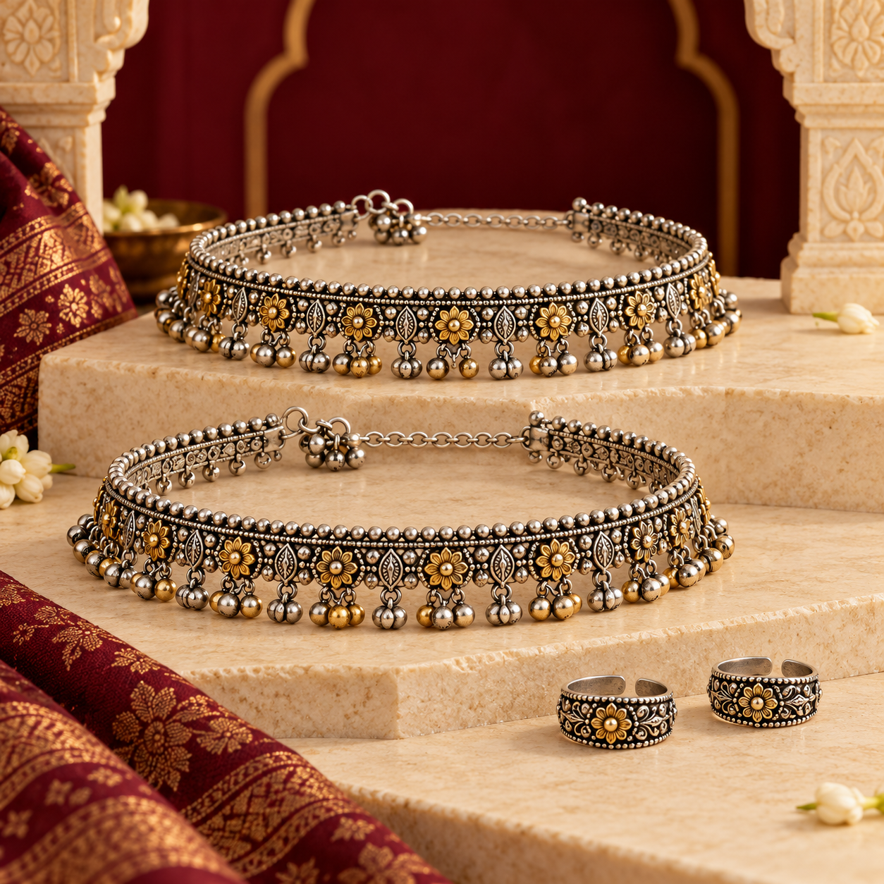 AD Solitaire-look Toe Rings