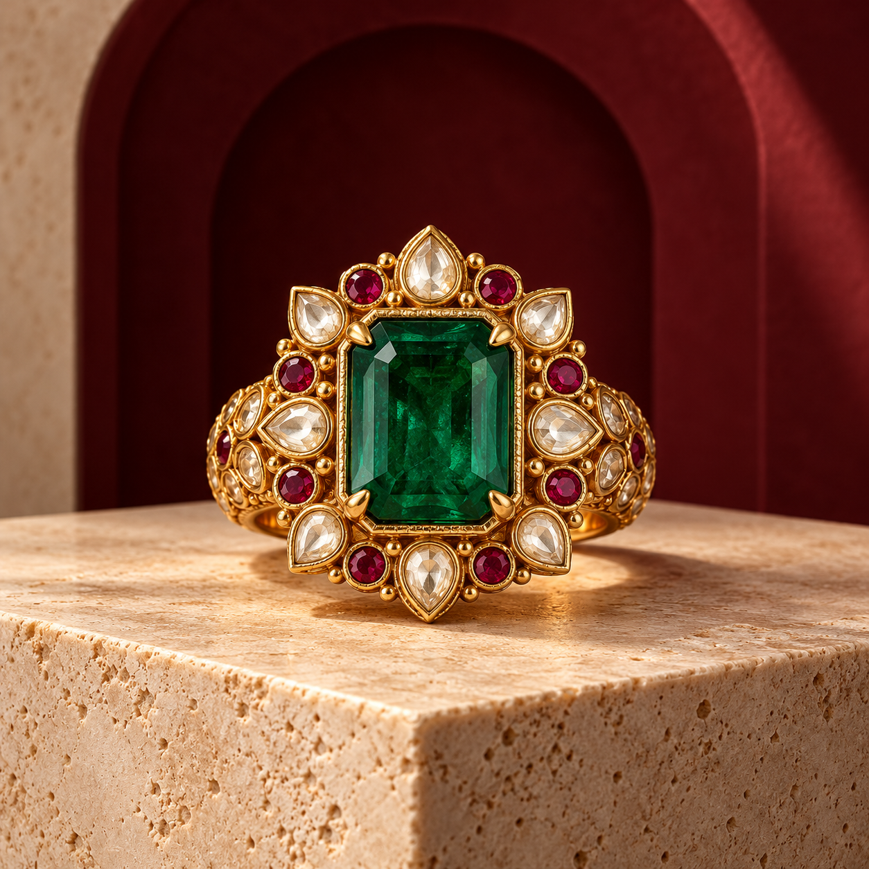 AD Floral Adjustable Ring