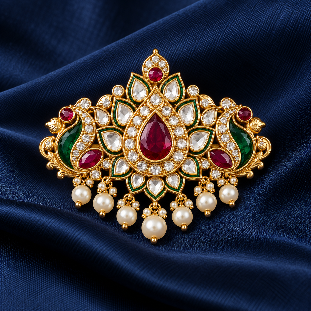 Kundan Rajwadi Saree Pin